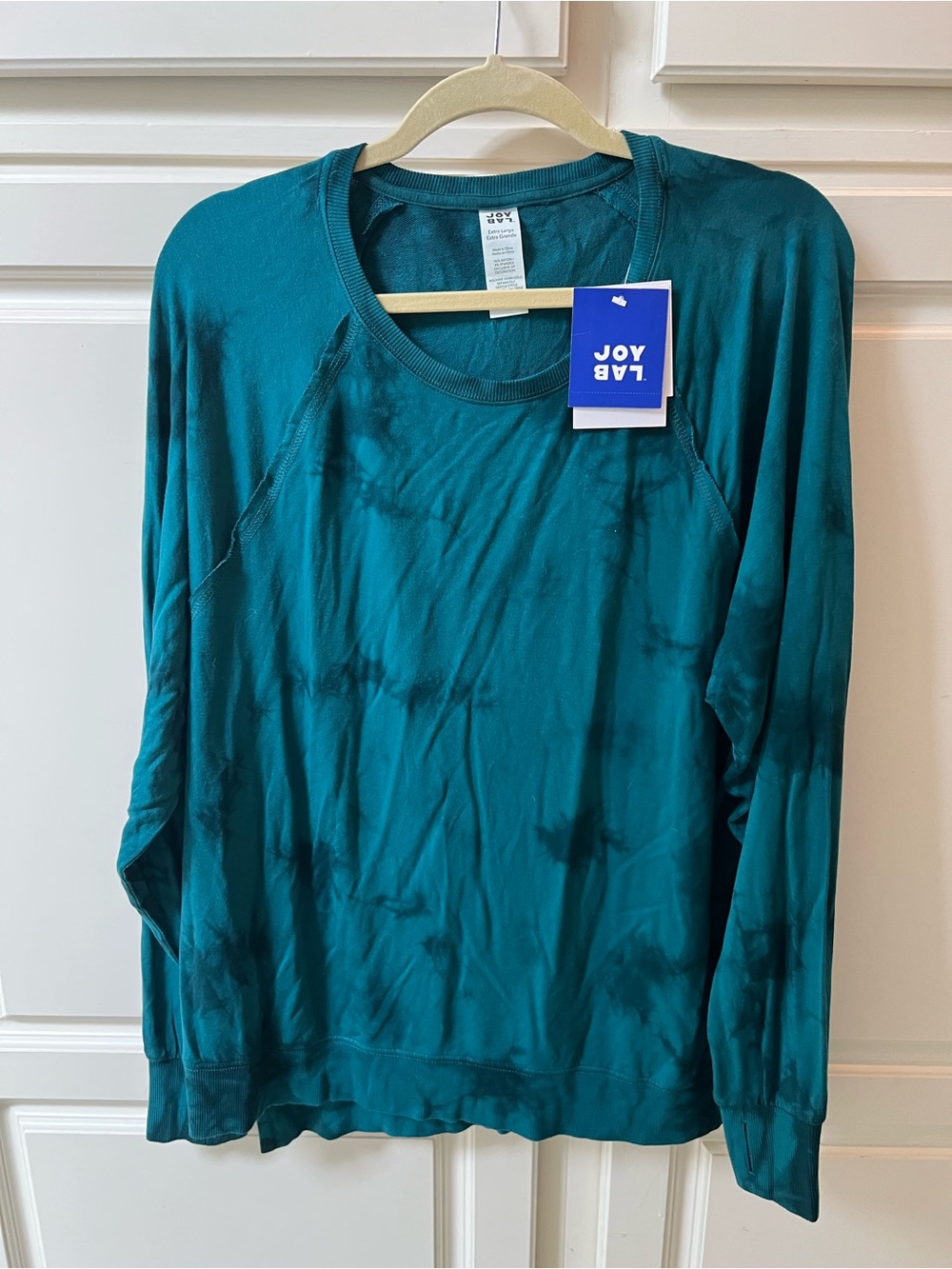JoyLab Teal Tie-Dye Crewneck Pullover